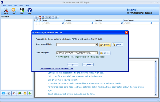 Screenshot of Outlook PST Recovery