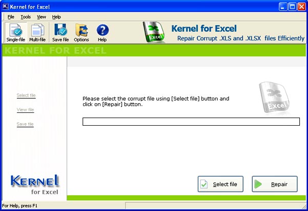 Screenshot of MS Excel Recovery