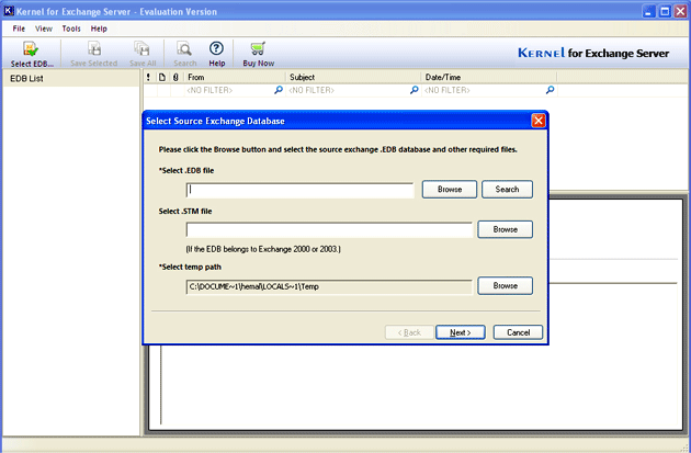 Screenshot of Exchange Recovery Software